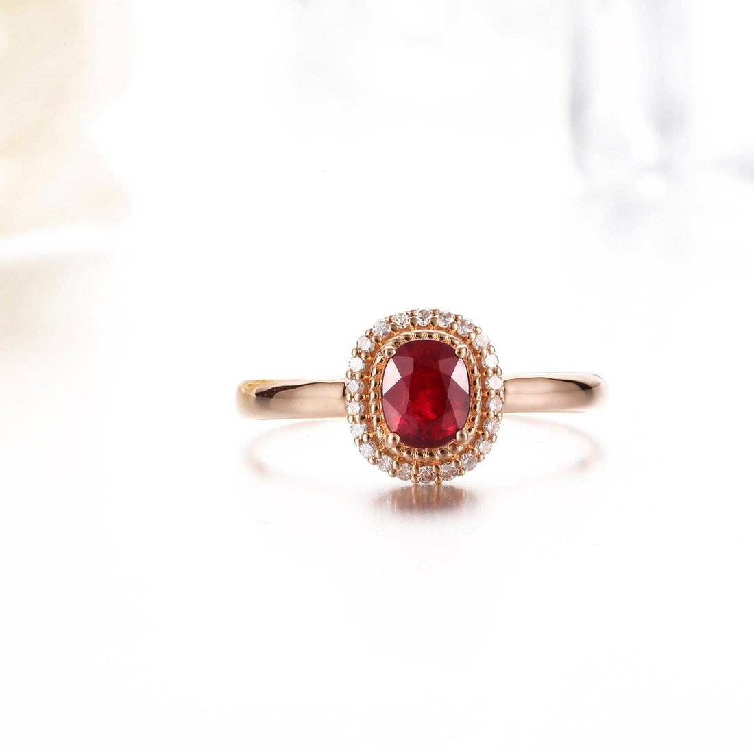 Baikalla Jewelry Gold Ruby Ring Baikalla™  18k Rose Gold & Natural Ruby Ring (0.52 ct ) with Diamonds