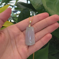 Genuine Light Lavender Jadeite Jade Good Luck Bamboo (Jie Jie Gao Sheng) Pendant Necklace With 14k Yellow Gold Bail