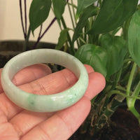 Baikalla™ "Half-Round Oval Bangle" Genuine Burmese Vibrant Green Jadeite Jade Oval Bangle Bracelet (51.74 mm) #191