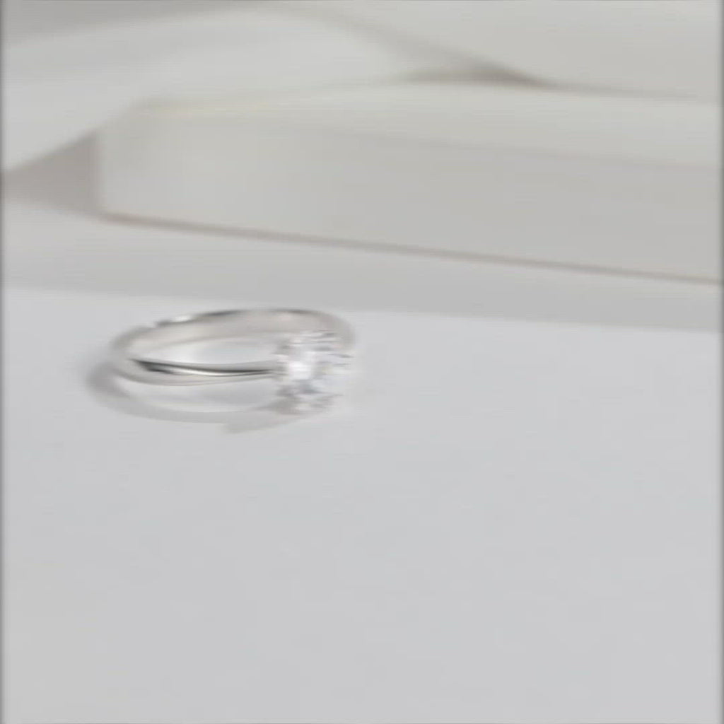 Baikalla™ "Cora" Sterling Silver Moissanite 6 Prong Promise Ring