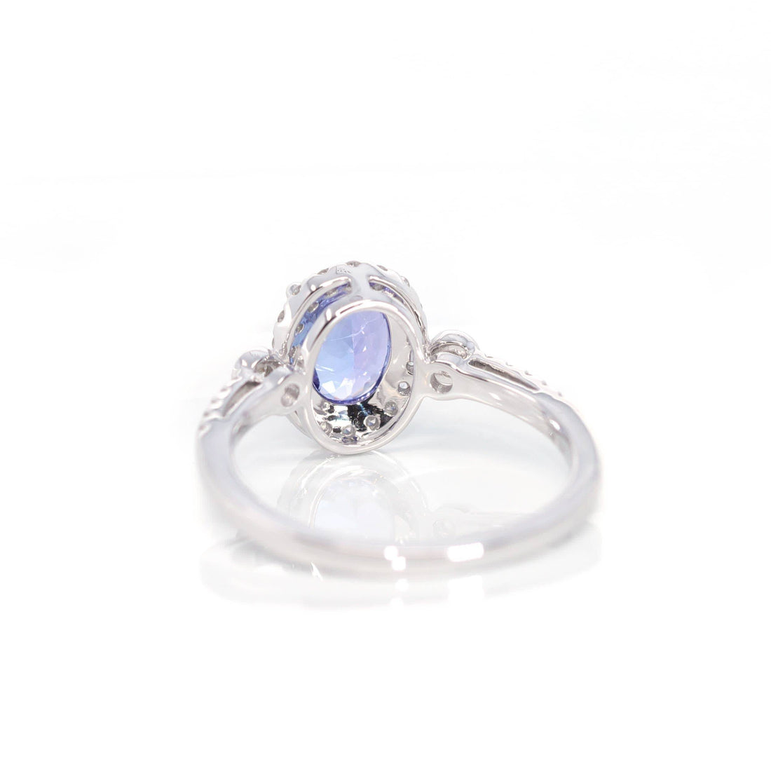 Baikalla Jewelry Gold Ruby Ring 14k White Gold Natural Oval Tanzanite Diamond Anniversary Ring