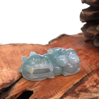Baikalla Jewelry genuine jadeite carving Pendant Only Baikalla™ Pi Xiu Genuine Burmese Blue Green Jadeite Jade PiXiu Pendant Necklace (FengShui Lucky)