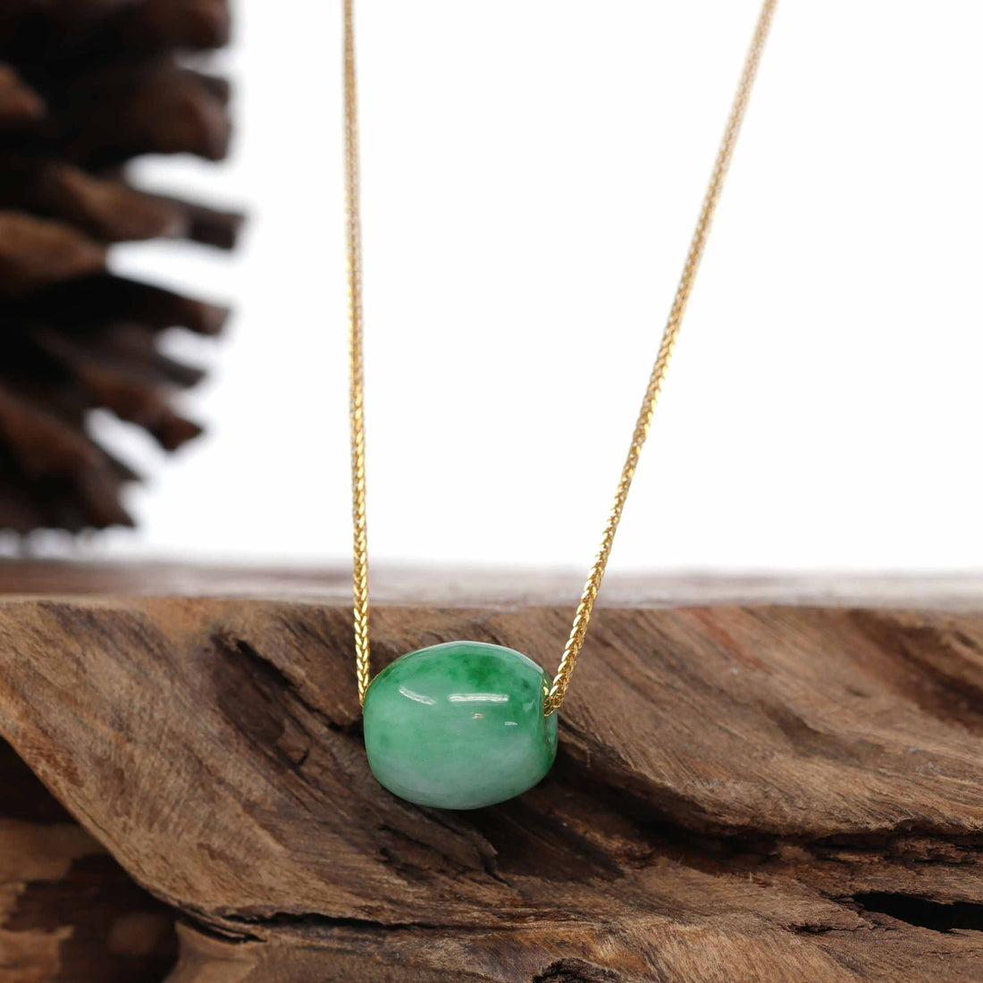 Baikalla Jewelry Jade Pendant Necklace Baikalla™ "Good Luck Button" Necklace Rich Forest Green Jade Lucky TongTong Pendant Necklace