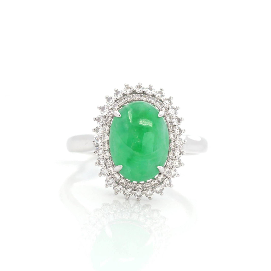 Baikalla Jewelry Jadeite Engagement Ring 6 Baikalla™ "Classic Double Halo" 18k White Gold Natural Imperial Green Jadeite Engagement Ring With Diamonds