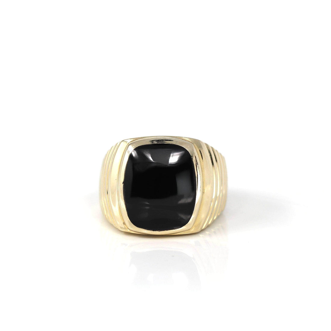 Baikalla Jewelry Gold Onyx Men's Ring 14k Yellow Gold Black Onyx Men's Ring