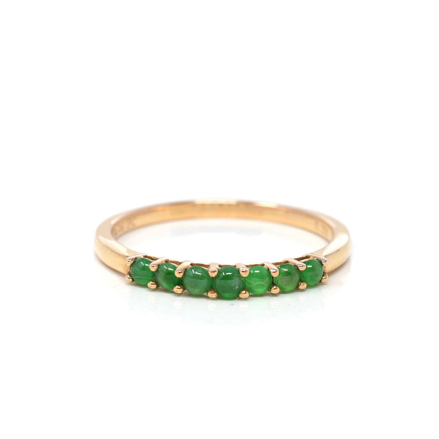 Baikalla Jewelry Jadeite Engagement Ring 5 Baikalla "7 Stone Anniversary" 18k Yellow Gold Natural Imperial Jadeite Jade Band