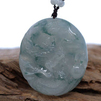 Baikalla Jewelry Jade Carving Necklace Baikalla™ "Soring Dragon" Natural Jadeite Jade Blue Green Pendant Necklace For Men, Collectibles.