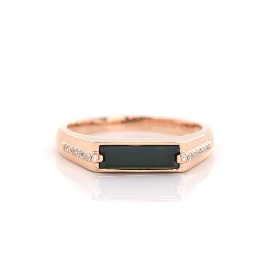 Baikalla Jewelry Gold Jadeite Jade Ring 5 Baikalla™ "Classic Emerald Style" Genuine Burmese Emerald Cut Black Jadeite Jade Engagement Ring