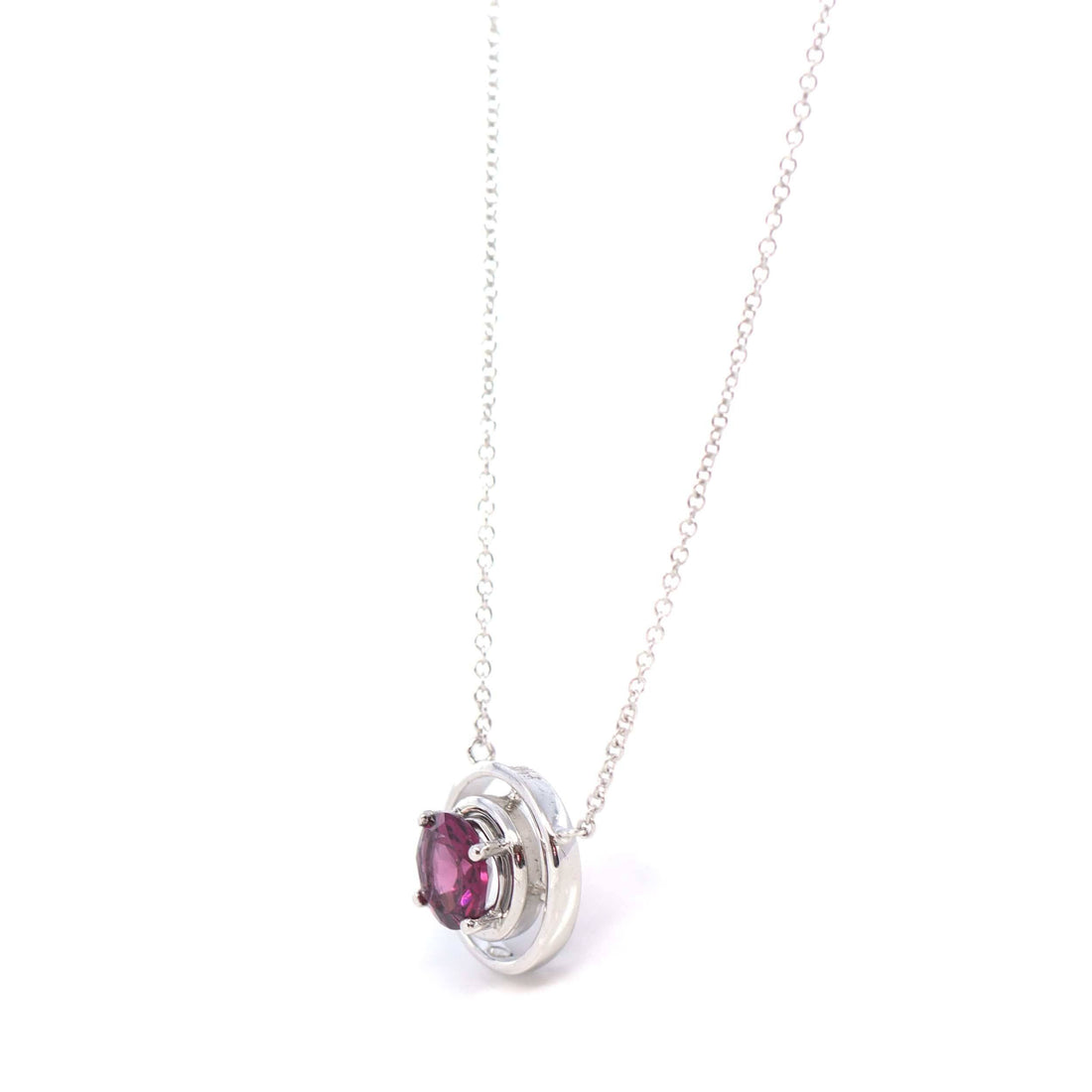 Baikalla Jewelry Gemstone Pendant Necklace 14k White Gold Genuine AAA Royal Garnet Pendant Necklace
