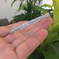 14k White Gold Diamond Oval Luxury Bangle Bracelet