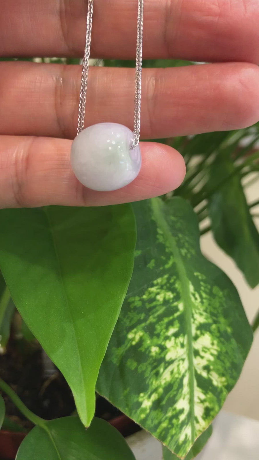 Baikalla™ "Good Luck Button" Necklace Real Lavender Jade Lucky TongTong Donut Pendant Necklace