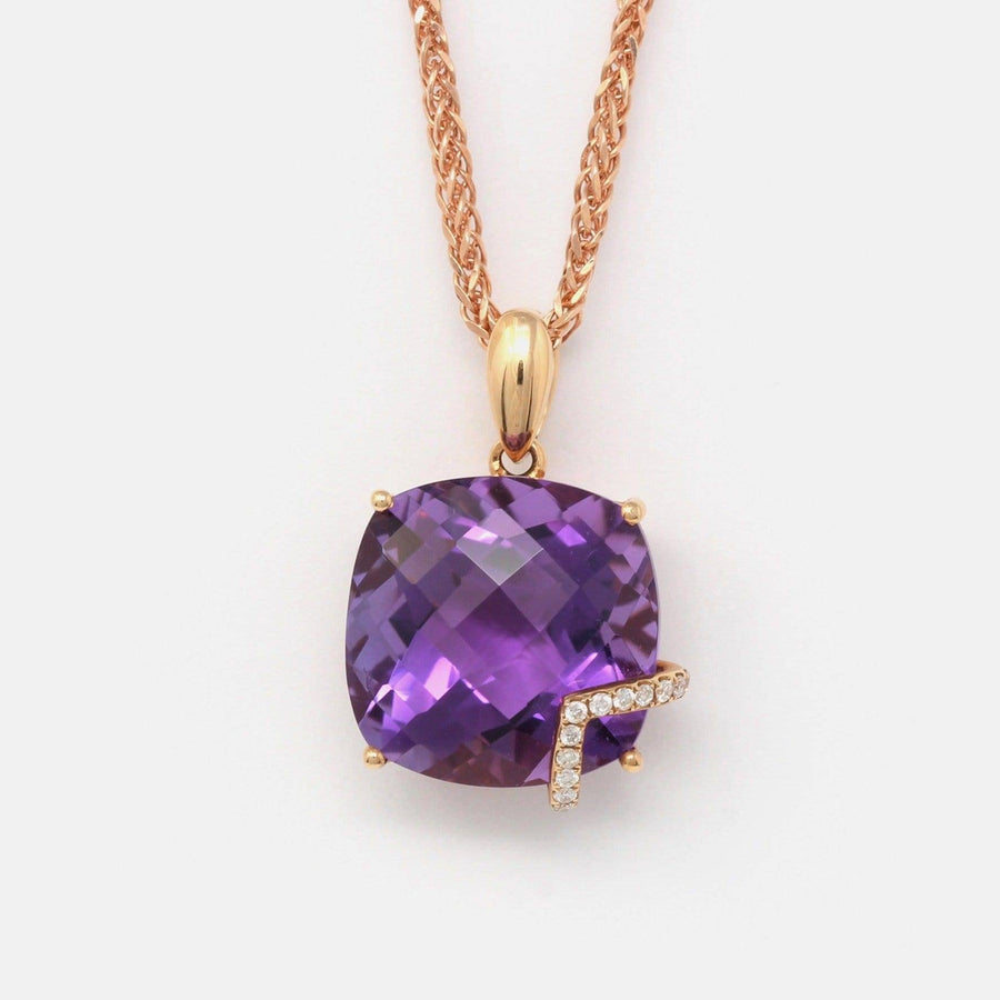 Baikalla Jewelry Amethyst 18k Rose Gold Genuine AAA Amethyst Pendant Necklace