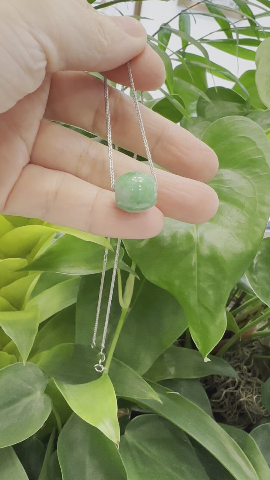 Baikalla™ "Good Luck Button" Necklace Rich Apple Green Jade Lucky TongTong Pendant Necklace