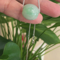 Baikalla™ "Good Luck Button" Necklace Real Ice Blue Green Jade Lucky TongTong Pendant Necklace