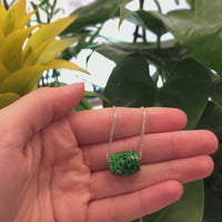 Baikalla™ "Good Luck Button" Necklace Green Jadeite Jade Lucky TongTong Pendant Necklace