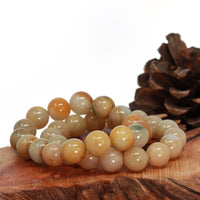 Baikalla Jewelry jade beads bracelet 7 inches Genuine Jadeite Jade Round Beads Bracelet ( 13 mm ) For Men