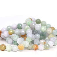 Baikalla Jewelry jade beads bracelet Genuine Jadeite Jade Round Multiple Colors Beads Bracelet (9.5 mm)