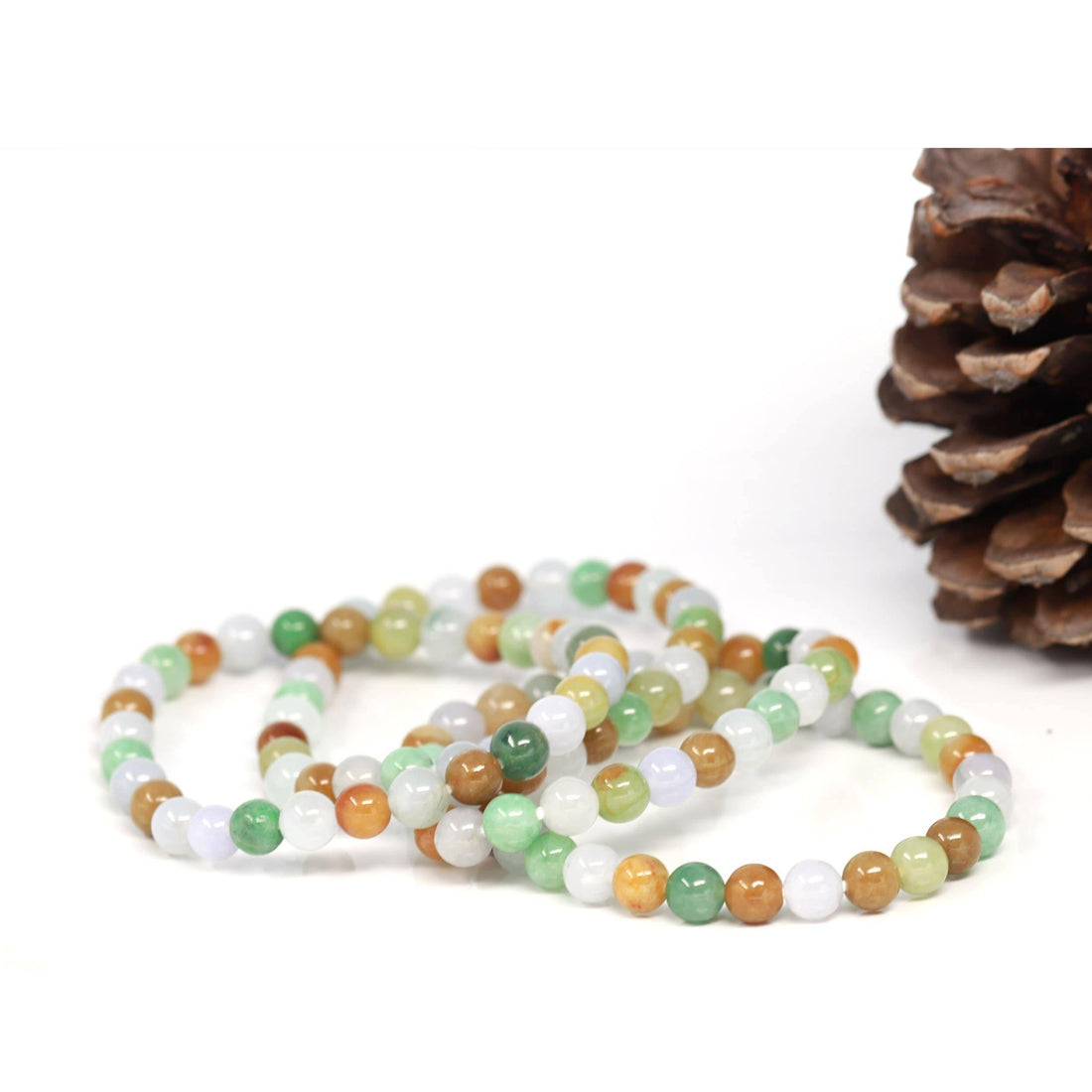 Baikalla Jewelry jade beads bracelet Genuine Jadeite Jade Round Multiple Colors Beads Bracelet ( 7 mm )