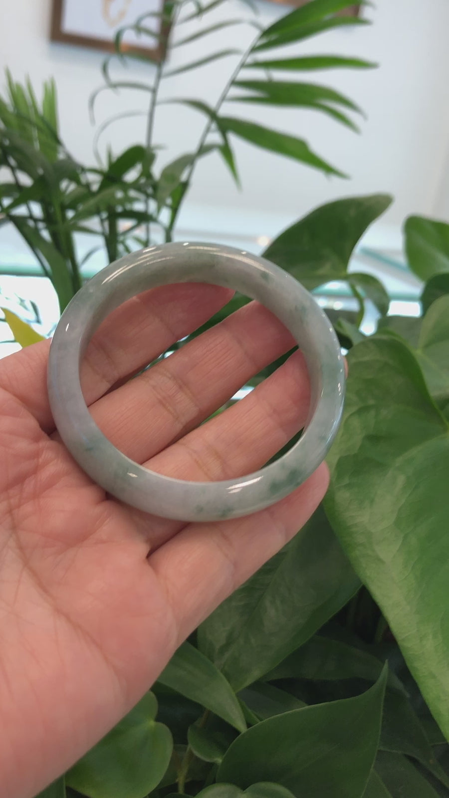 Genuine Burmese Jadeite Jade Bangle Bracelet (57.4 mm) #T158