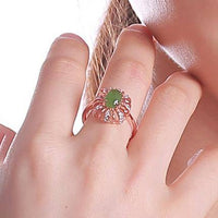 Baikalla Jewelry Silver Jade Ring Rose Gold Plated Sterling Silver Genuine Nephrite Green Jade Ring