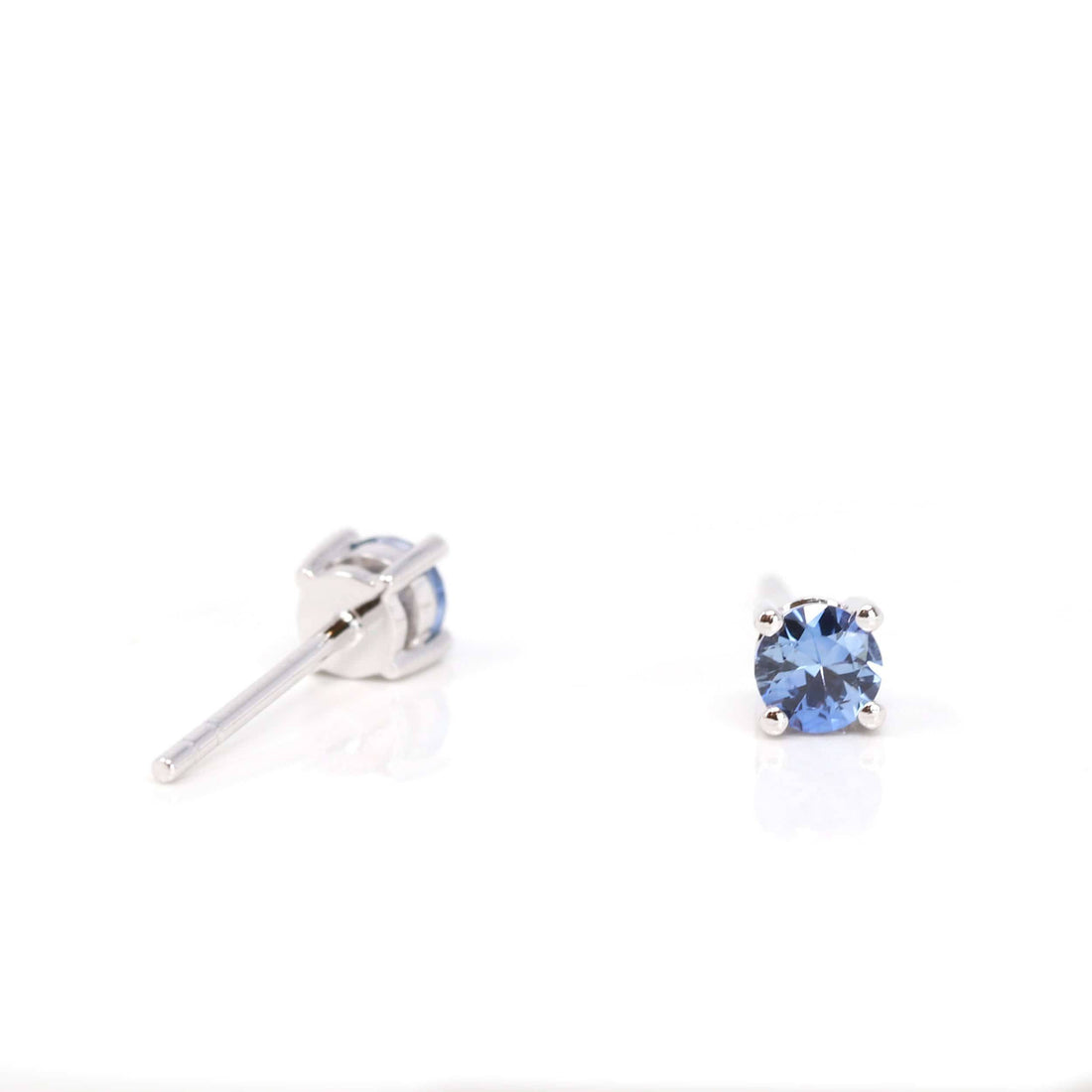 Baikalla Jewelry Gemstone Pendant Necklace Baikalla™ 14k White Gold Sapphire Round 4 Prong Stud Earrings