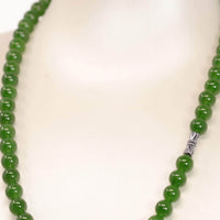 Baikalla Jewelry Jade Beads Necklace Baikalla Genuine High-quality Apple Green Nephrite Jade Round Beads Necklace ( 6mm )