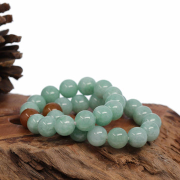 Baikalla Jewelry jade beads bracelet 6 inches Jadeite Jade 13mm Round Green Beads Bracelet ( 13 mm )