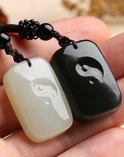 Baikalla Jewelry jade pendant Black Jade Genuine Nephrite White & Black Jade Yin Yang Pendant Necklace