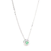 Baikalla Jewelry Gemstone Pendant Necklace Baikalla™ 14k White Gold Emerald Round 4 Prong Set Necklace With Diamond-Cut Halo