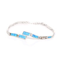 Baikalla Jewelry Silver Gemstone Bracelet Baikalla™ Sterling Silver Lab-Created Classic Opal Geometry Bracelet