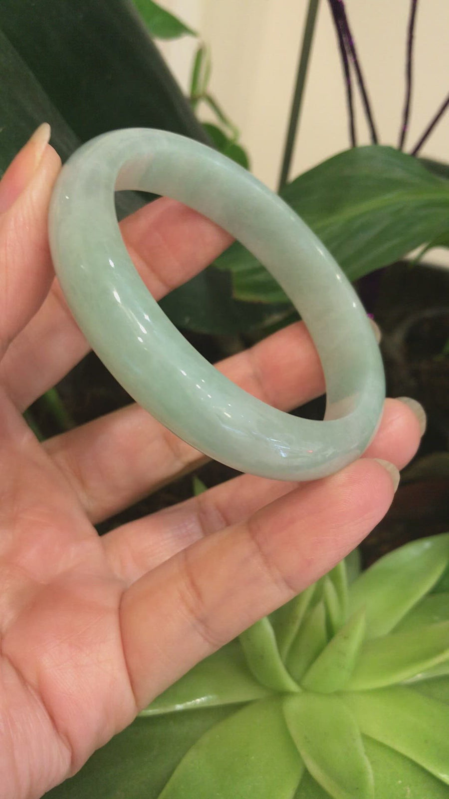 Genuine Burmese Ice Jadeite Jade Bangle Bracelet ( 57.6 mm )#449