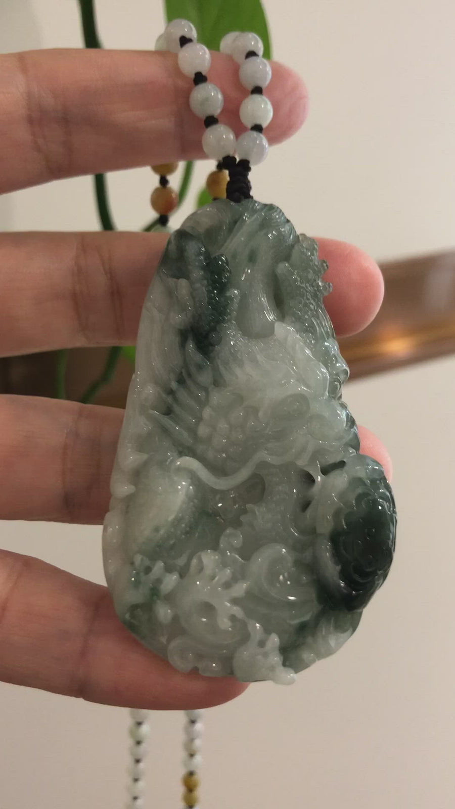 Baikalla™ "Soaring dragon" Natural Jadeite Jade Blue Green Pendant Necklace For Men, Collectibles