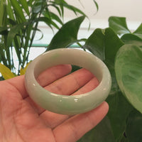 Baikalla Classic Green Natural Jadeite Jade Wider Collectible Bangle Bracelet (59.61 mm) #793
