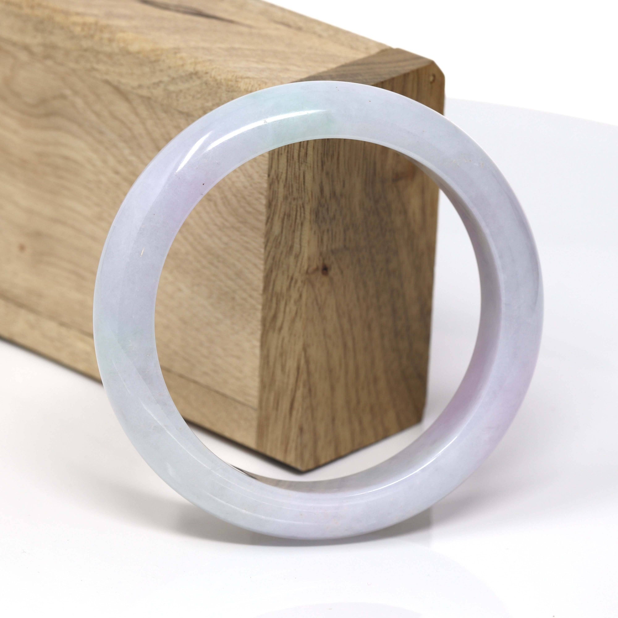 Baikalla Jewelry Jadeite Jade Bangle Bracelet Genuine Lavender-Green Jadeite Jade Bracelet Bangle  ( 58.2 mm )#41