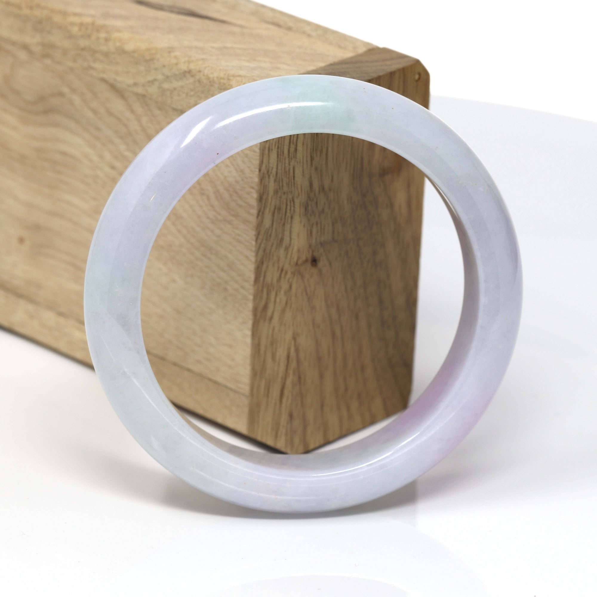 Baikalla Jewelry Jadeite Jade Bangle Bracelet Genuine Lavender-Green Jadeite Jade Bracelet Bangle  ( 58.2 mm )#41