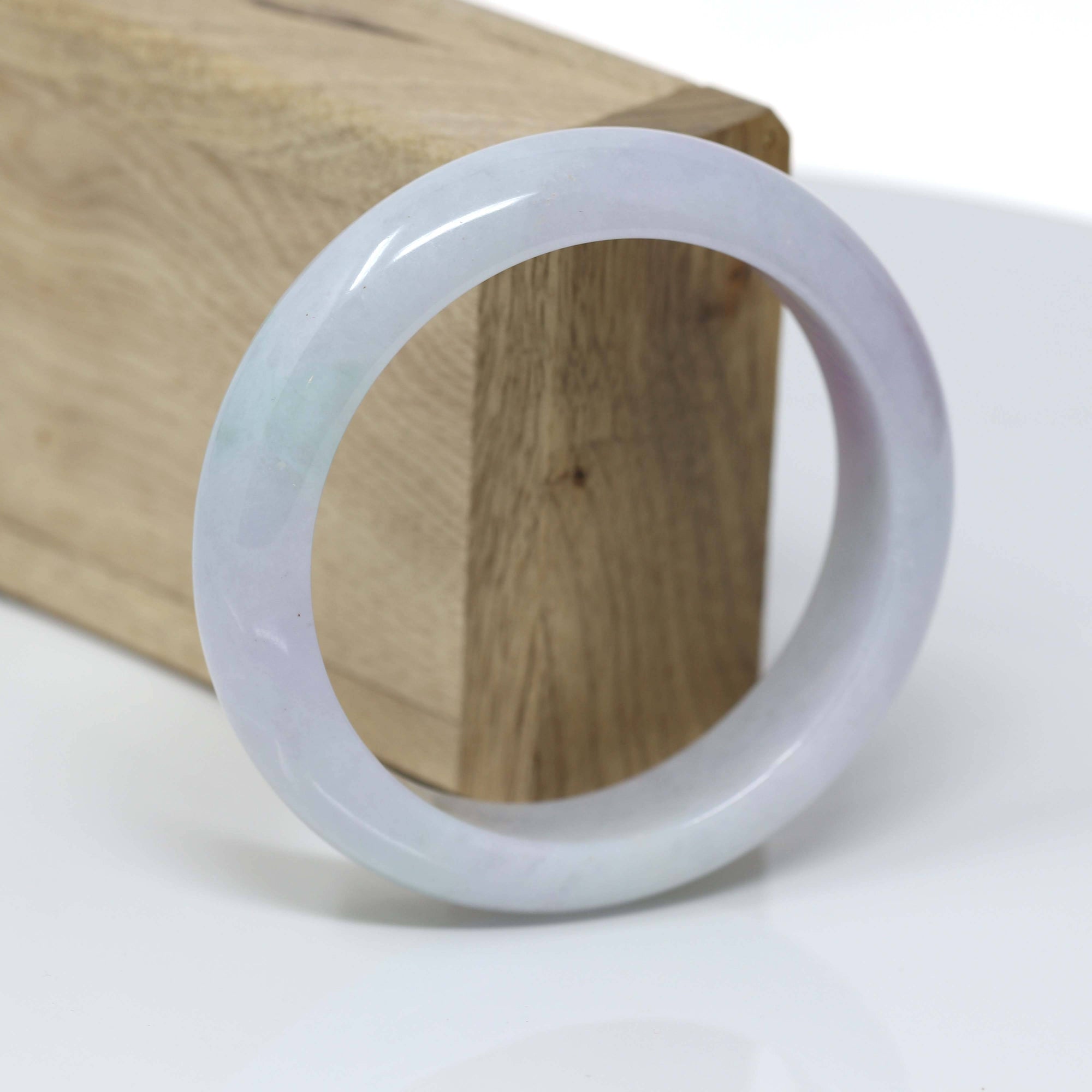 Baikalla Jewelry Jadeite Jade Bangle Bracelet Genuine Lavender-Green Jadeite Jade Bracelet Bangle  ( 58.2 mm )#41