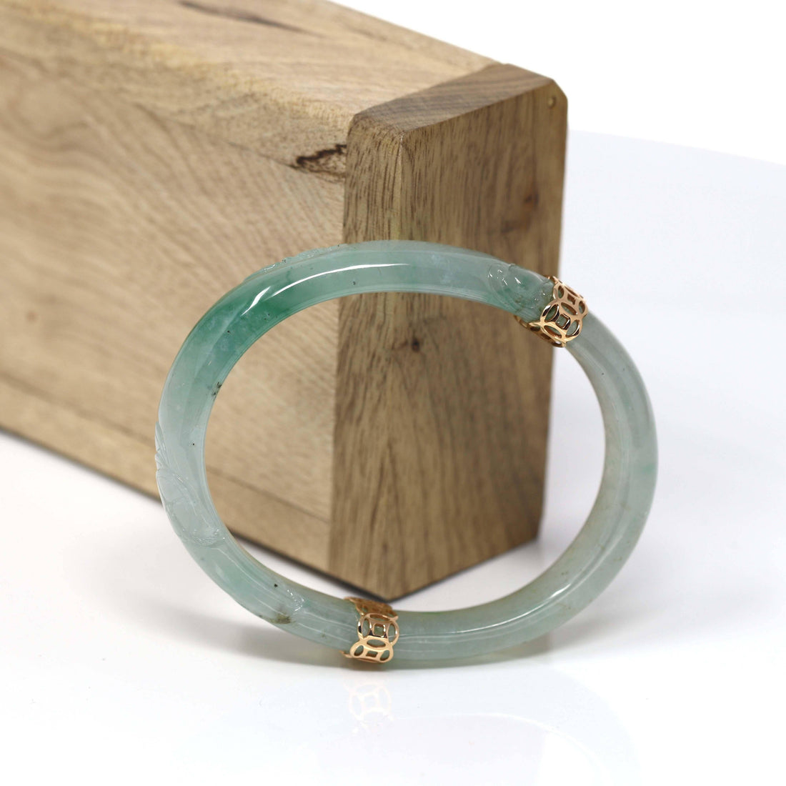 Baikalla Jewelry Jadeite Jade Bangle Bracelet Baikalla™ "Classic Bangle" 18k Genuine Oval Jadeite Jade (high quality) Bracelet Bangle  ( 54.4 mm )#66