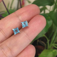 Baikalla™ Sterling Silver Square Shape Natural Swiss Blue Topaz Stud Earrings  | Gemstone And Jade Jewelry, Nephrite Jade Jewelry | Baikalla Jewelry™, Find your Natural Gems and Jade Jewelry 