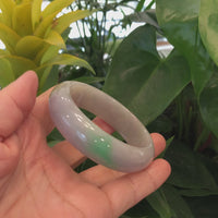 High-quality Lavender-Green Natural Burmese Jadeite Jade Bangle (57.08 mm ) #485