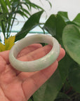 Genuine White & Green Burmese Jadeite Jade Bangle Bracelet (54 mm) 