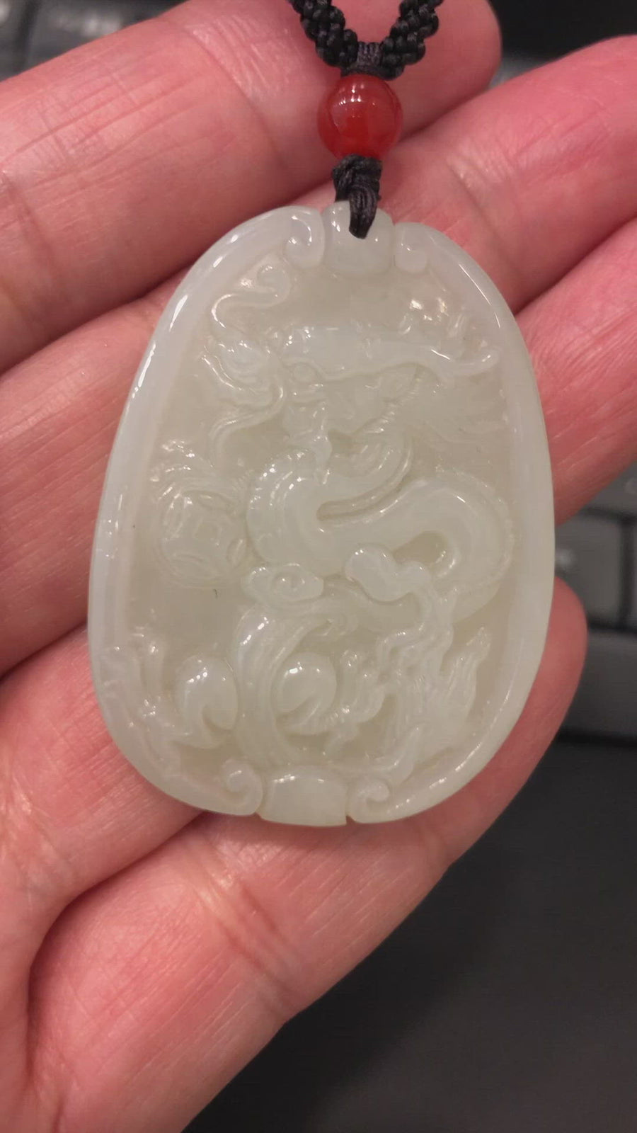 Baikalla™ Genuine HeTian White Nephrite Jade Dragon Pendant Necklace