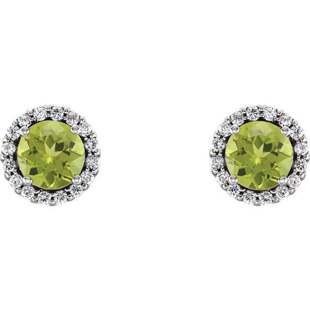 Baikalla Jewelry Silver Gemstone Earrings Sterling Silver Peridot & 1/6 CTW Diamond Earrings