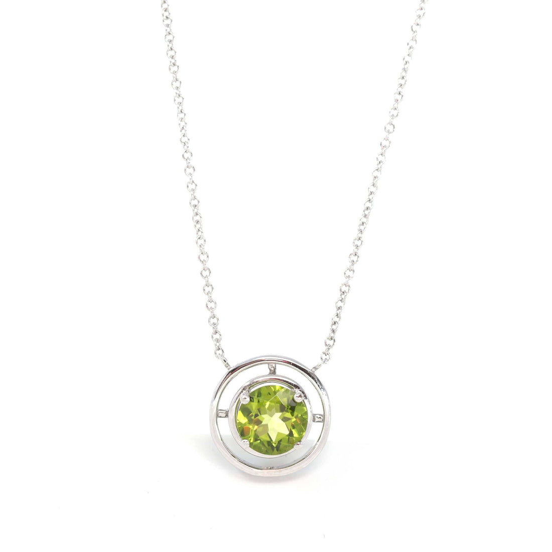 Baikalla Jewelry Gemstone Pendant Necklace 14k White Gold Genuine AAA Royal Peridot Pendant Necklace