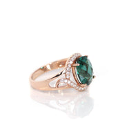 Baikalla Jewelry Gold Sapphire Ring 18k Rose Gold Lab-Created Emerald Ring With CZ