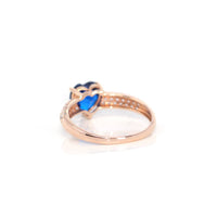Baikalla Jewelry Gold Sapphire Ring 18k Rose Gold Lab-Created Sapphire Ring With CZ