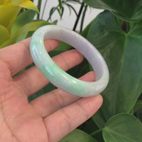 High-quality Lavender-Green Natural Burmese Jadeite Jade Bangle ( 57.85 mm )#604