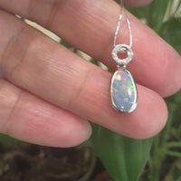 Baikalla™ Sterling Silver Freeform Australian Blue Opal Bezel Set Necklace