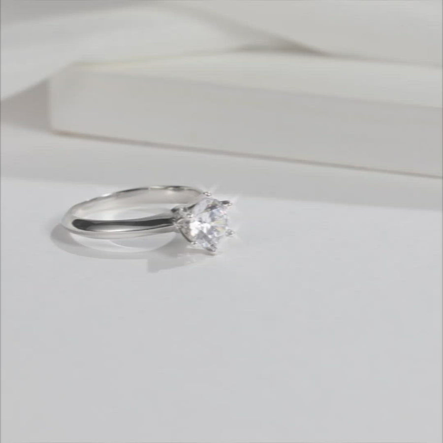 Baikalla™ "Annie" Sterling Silver Moissanite 6 Prong Promise Ring
