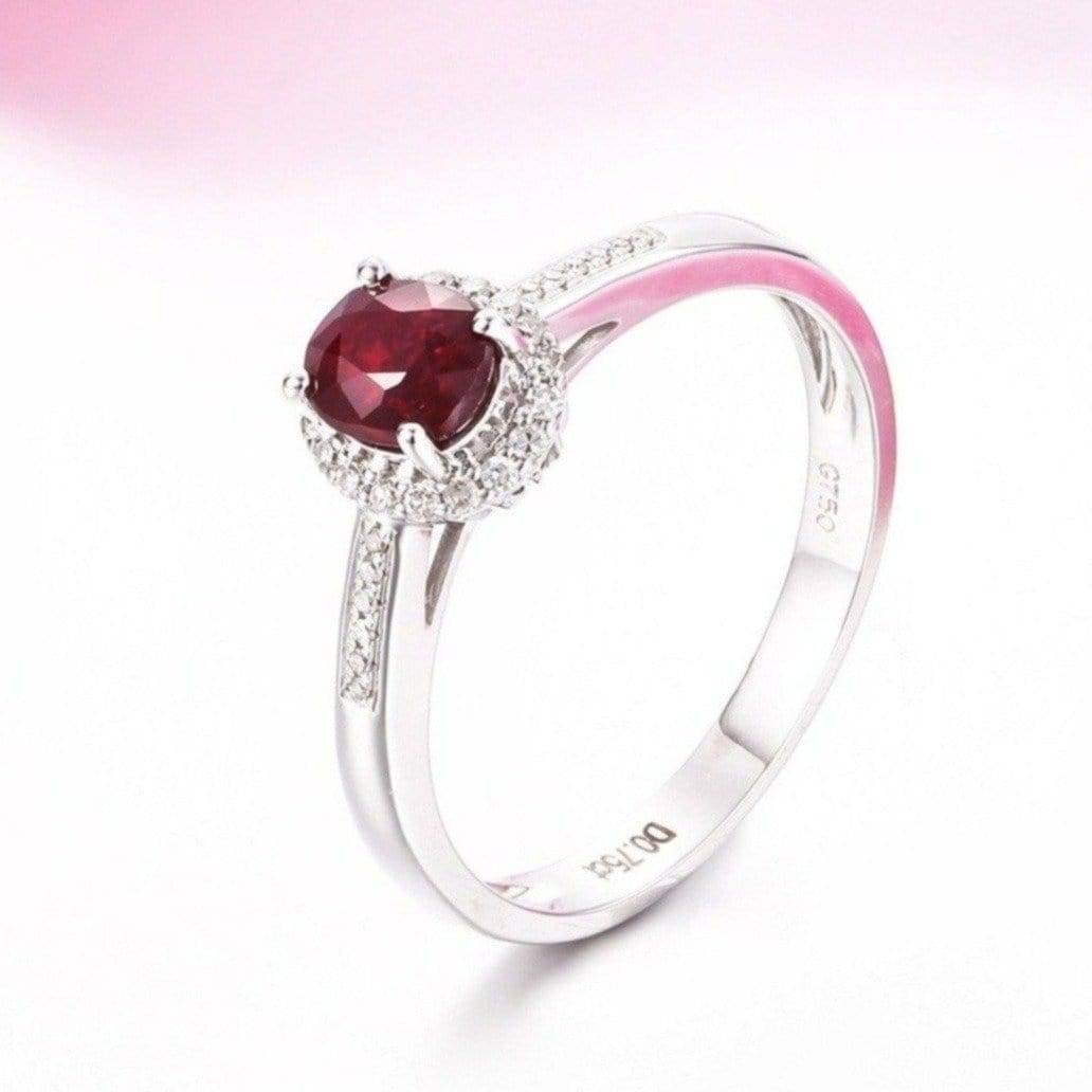 Baikalla Jewelry Gold Ruby Ring 6 18k White Gold & Natural A 3/4 Ruby Ring with Diamonds