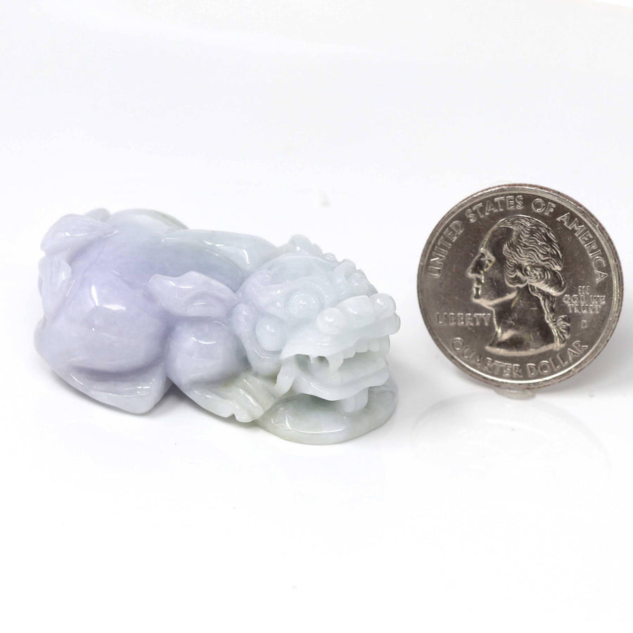 Baikalla Jewelry genuine jadeite carving Baikalla™ Pi Xiu Lavender Jadeite Jade PiXiu Pendant Necklace (Feng Shui Lucky)